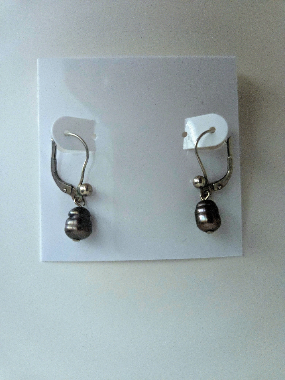 ( Sterling Silver Mocha Pearl Drop Earrings